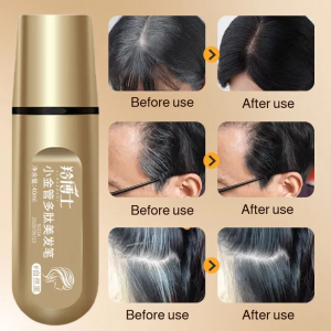 The small gold tube peptide hair coloring pen quickly and naturally covers gray hair in one application without fading or damaging the hair.
