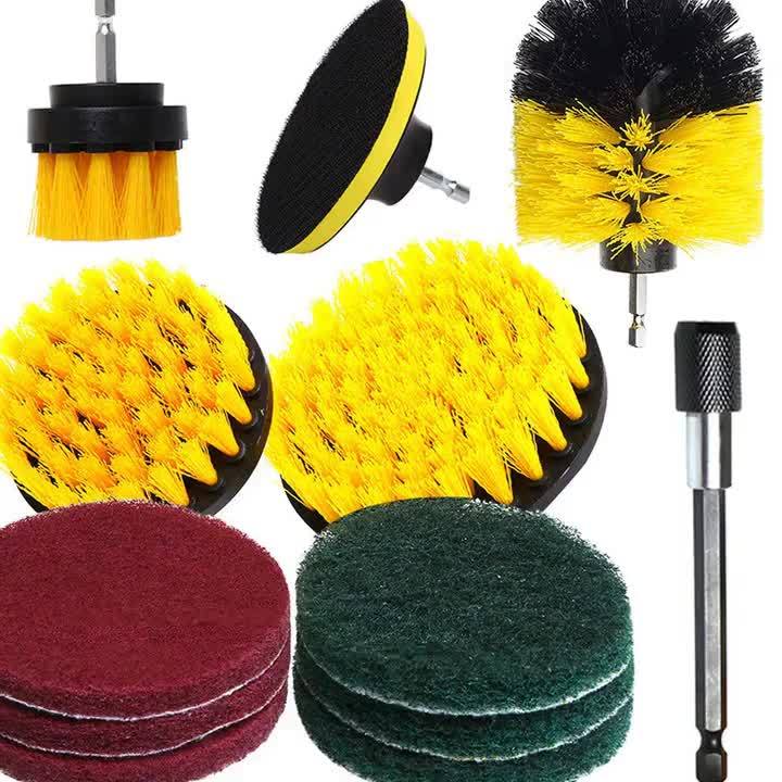 Electric Drill Bruch Head Electric Cleaning Brush Sponge Polishing Set Yellow 12 Piece Set Wall