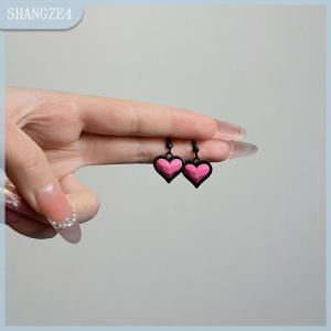 【SHANGZE4】 New Fashion Trend Pink Heart Pendant Earrings For Women Ear Hooks Jewelry Wedding Party Gift