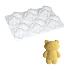 6 Grids Silicone Bear Shape Mold for Muffins and Chocolates Mousse Cake Mould Nonstick Bakewares for Family Gatherings