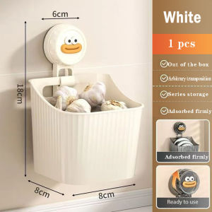1/2/3Layer Home Suction Storage Box Bathroom Kitchen Shelf Wall-Mounted Storage - No Drilling Required Hanging Basket
