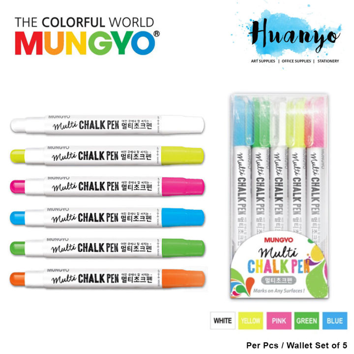 Mungyo Multi Surface Colour Chalk Pen Per pcs Wallet Set of