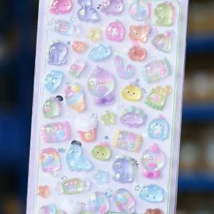 MISSUP PVC 3D Crystal Stickers DIY Crafts Transparent Relief Decorative Sticker Fashion Cartoon Animal Phone Case Decoration Sticker Water Cup Decoration
