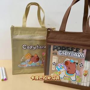 A4 Accordion File Bag - Capybara cartoon design large capacity - portable expanding document storage - for worksheets documents school papers and office filing - creative DIY supply - easy to