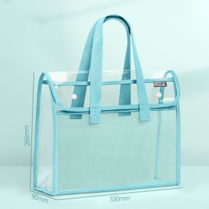 MUSCLEX Transparent Transparent File Bag Multifunctional PVC Data Storage Bag Large Capacity Document Bag School Office Supplies
