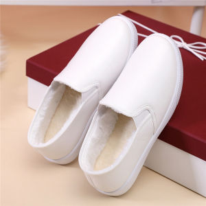 Free Shipping Versatile White Sneakers For Women Perfect For Autumn And Winter Comfortable Slip-On Flats With A Leather Upper Ideal For Students And Everyday Wear Also Suitable As White Nurse Shoes