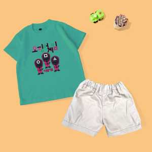 Setelan Kaos Viral Squit Game Season 2 Untuk Anak Laki-laki Dan Perempuan Umur 1-8 Tahun Celana Pendek Chinoz Twil Terbaru