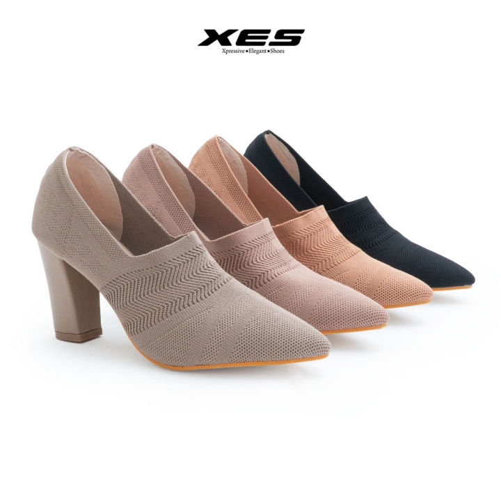 XES VIVI-451 Sepatu Boot Wanita Rajut Sepatu Ankle Boots High Heel