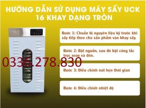 Máy Sấy Thực PhẩmMáy Sấy Hoa Quả Thực Phẩm 16 Khay Tròn Inox 304 Công Suất Mạnh 1800W Sấy Đều Thực Phẩm BH 12 Tháng