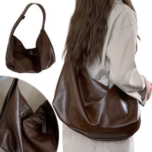 Women PU Leather Hobo Bags Large Shoulder Bag Solid Color Underarm Bag for Work Shopping Travel Daily