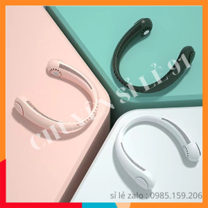 Quạt đeo cổ mini không cánh tích điện pin trâu 4000mAh 3 cấp độ gió kiểu dáng thời trang quạt treo cổ siêu mát