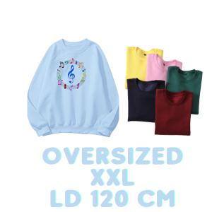 Sweater Wanita Big size Motif Melody Nada Bahan Fleece / Sweater Wanita Ukuran Jumbo / Sweater Korea Wanita Ukuran Besar / Sweater Wanita Ukuran XXL