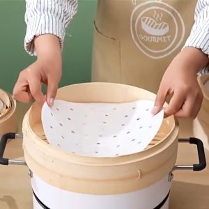 100pcs Steaming paper One time pad paper for household steamed buns Mantou Silicone oil paper non stick steam resistant paper baking paper