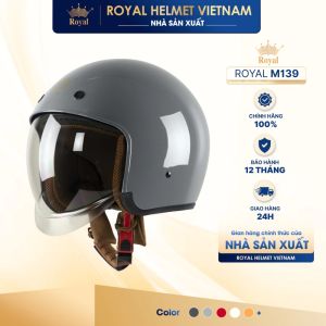 [ MÀU XÁM XI BÓNG ] Mũ bảo hiểm Royal M139 chính hãng 100% bảo hành 12 tháng giao hàng 24h nhà sản xuất Royal Helmet Vietnam.