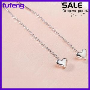 fufeng 1Pair Trend Long Wire Tassel Thread Chain Climb Star Heart Beads Pendants Drop Earrings For Women Straight Hanging Ear Jewelry