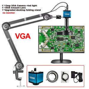 KUAIQU Microscope 1080P 2160P HDMI USB TYPE-C Digital Microscope for laboratory 150X Zoom HDMI VGA Electronic Camera Magnifier for Soldering Repair Adjustable Stand Camera LED