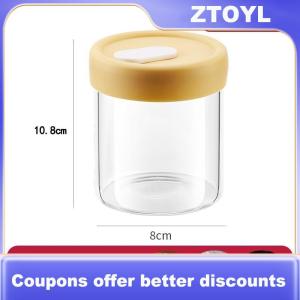 【ZTOYL】 1 cái 240 400ml thủy tinh thực phẩm lưu trữ Jar với kín Silicone nắp chịu nhiệt lò vi ba súp nước trái cây container ngũ cốc Jar