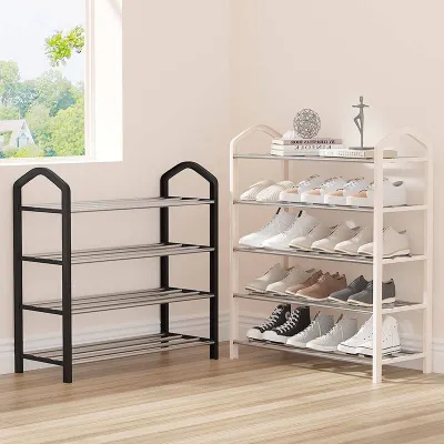 Kệ Để Giày Dép 4 Tầng Khung Nhựa 16 Cây Inox Không Gỉ - Kệ Để Sách Vật Dụng Trang Trí Decor Phòng Khách Đa Năng