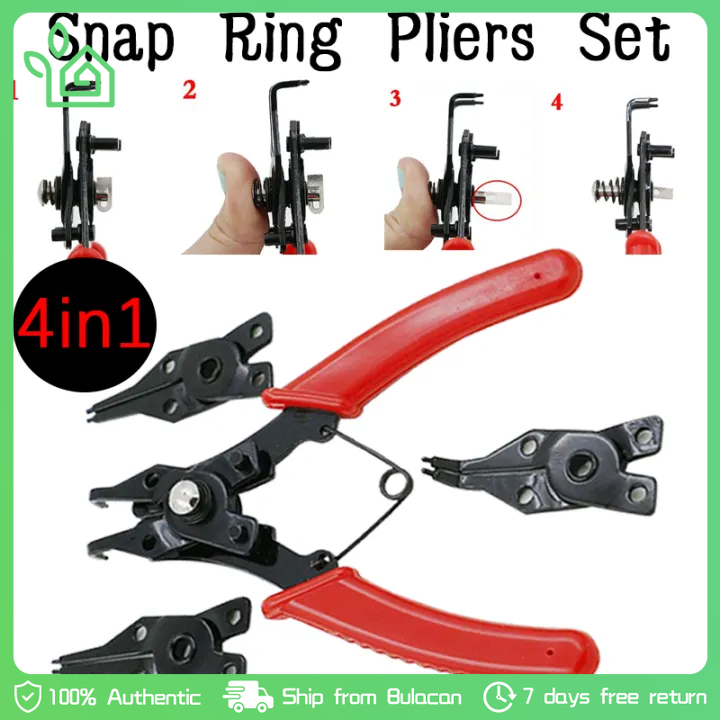Glarks 261Pcs Snap Ring Pliers And Snap Ring Set, A Snap Ring Pliers With 4 Interchangeable Jaws And 260Pcs Internal External CirClips Assortment Kit