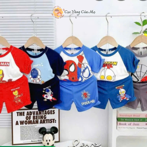 Bộ cộc tay thun lạnh hoạ tiết cho bé bộ tay ngắn thun lạnh cho bé trai và bé gái từ 6kg đến 16kg [016]