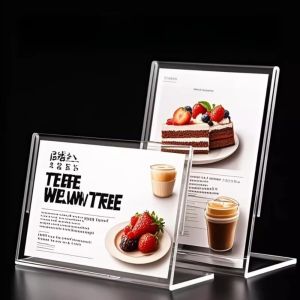 NOBLELYN Clear Transparent Table Sign Holder A4/A5 L-Type Acrylic Display Stand Sturdy Double Side Menu Paper Holder Exhibit Display