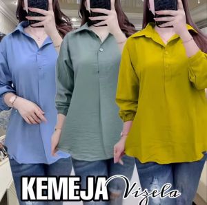 kemeja Wanita Terbaru 2024 Lengan Karet kancing gold Bahan Crinkle Airflow