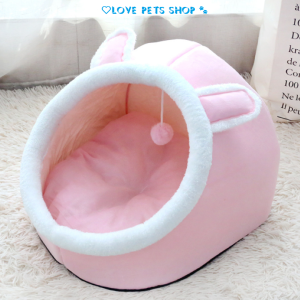 Ổ nệm nằm cho Chó Mèo có tai siêu ấm kèm banh bông đồ chơi (mẫu mới) - Love Pets Shop