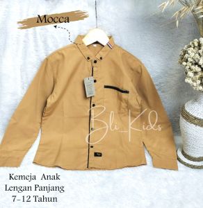 Kemeja anak laki-laki terbaru lengan panjang bahan katun poplin usia 7-12 tahun