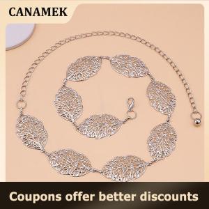 【 CANAMEK 】 Fashion Simple Openwork Leaf Decorated Chain Belt Thin Waist Chain Ladies Decoration Waistband Dress Metal Jewelry Accessories