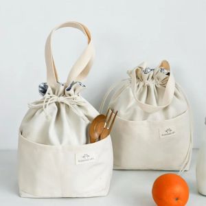 GAOSU Thickened Lunch Box Insulation Bag Aluminum Foil Liner Japanese Style Lunch Drawstring Bag Versatile Oilproof Rice Box Storage Pouch for Daily Use