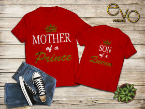 Mother Son and Prince Shirt Round Neck Tees Shirts For Him Her Basic Daily Wear