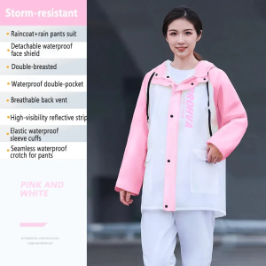 Raincoat Vulcanized PVC Jacket and Pants for Riders Fashion Outdoor Riding Rainsuit Set for Men Women Adult Couple Waterproof Soft Thick