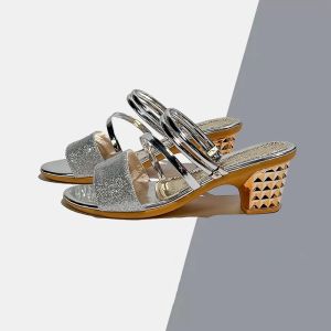 Fashion Slippers for Women To Wear for Summer Fashion Versatile Mid-heel Mom Sandals Block Heel Slippers