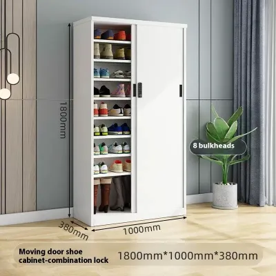 BBH Shoe Cabinet Outdoor Steel Balcony Sliding Door With Lock Household Shoe Rack Storage Cabinet