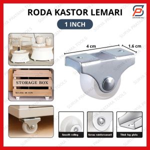 Roda Kastor Lemari 1 Inch PVC / Roda Caster Troly Etalase Nylon Mini 1" Roda Furniture Perabotan