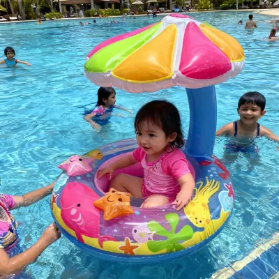 Cartoon Inflatable Boat Baby Pool Float for Kids - Swimming Ring for Girls and Boys salbabida for baby