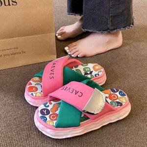 [Free Shipping] Thick-Soled Sandals For Women Summer Outdoor Wear 2025 New European-Style Graffiti Beach Sandals