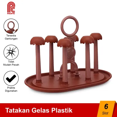 PACIFIC Glass Stand Vacuum Tempat Gelas Plastik 26.5 x 16.8 x 19.5 Cm 6 Slot Oval Plastic Cup Holder GLASS-STAND