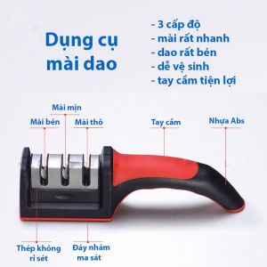 Dụng cụ mài dao kéo 3 lưỡi cầm tay đa năng Đá mài dao cầm tay 3 cấp độ siêu tiện lợi