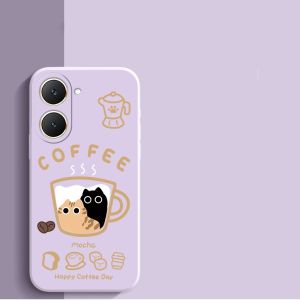 เคสสำหรับศัพท์ VIVO Y03 4g Y18 4G Y28S 5G Y03T Y03A Y18i เคสศัพท์แบบนุ่ม ซิลิโคนเหลว ป้องกันกันกระแทก ดีไซน์ใหม่ สวยงาม ลายการ์ตูนแมว พร้อมเชือกคล้องสำหรับสาวๆ YTSTHM01