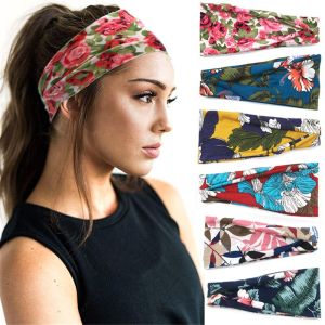 1PC Bohemia Women Yoga Hair Band Sport Bandana Sweat Elastic Turban Head Wrap Wide Headband Printed Absorbing Running Hairband