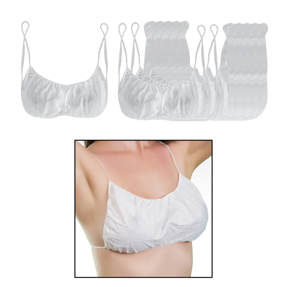 50 Pieces Disposable Nonwoven Bras Women's Disposable Spa Top Garment  Underwear Individually Pack Brassieres For Spray Tanning