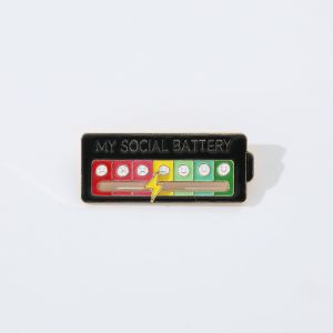 clu Slidable Social Battery Enamel Brooch MY SOCIAL BATTERY Mood Conversion Pin Clothing Jewelry Personalized Gift ulc