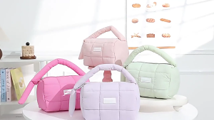 Travel Friendly Quilted Toiletry Bag Zipper Cosmetic Organizer With Handle For Women Girls Nylon Storage Pouch