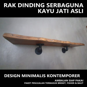 Rak Dinding Ambalan Kayu Jati Natural Industrial