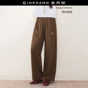GIORDANO Women Casual Pants Elastic Waist Textured Casual Pants Casual Stylish Trendy Elegant Comfortable Fashion 18416707