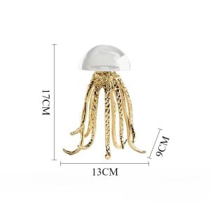 xpkQ Luxury Jellyfish Figurines Metal Creative Aesthetics Figurine Art Funny Ornament Home Living Room Entrance Desktop Decoration H5K8Q