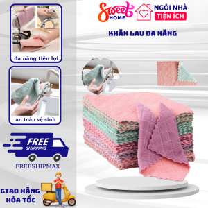 [COMBO 10 KHĂN] Khăn lau đa năng bếp bát đĩa cốc chén thấm nước chống dính dầu mỡ hai mặt - Khăn Lau Bếp Siêu Thấm Nước
