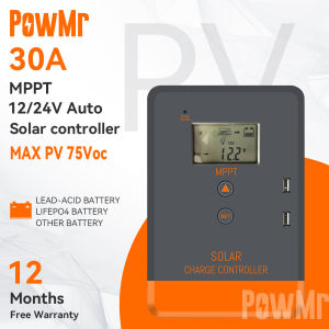 PowMr MPPT Solar Charger Controller 30A 12V 24V Solar Panel Regulator 75V PV INPUT LCD Display Various Load Control Modes POW-Keeper1230
