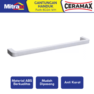 Ceramax Gantungan Handuk Plastik Single Bar 8024-WH Putih